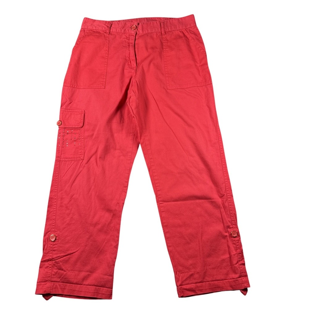 Hearts of Palm Pants Womens 6 Cargo Pocket‎ Rhinestones Roll Up Hems Coastal